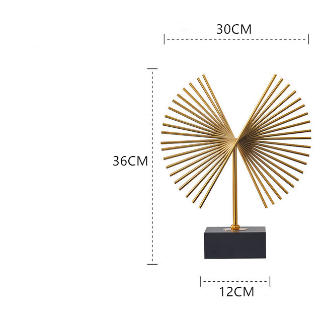 Anyhouz 36cm Luxury Gold Metal Tabletop Home Decor Modern Art Living Room Display House Decorative Crafts Metal Ornaments-Tabletop Decor-PEROZ Accessories