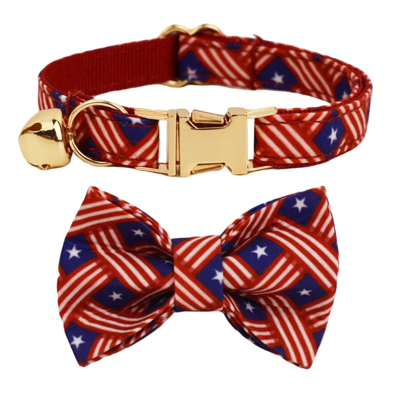 AnyWags Cat Collar Banner Red Bow Small with Safety Buckle, Bell, and Durable Strap Stylish and Comfortable Pet Accessor-Cat Supplies-PEROZ Accessories