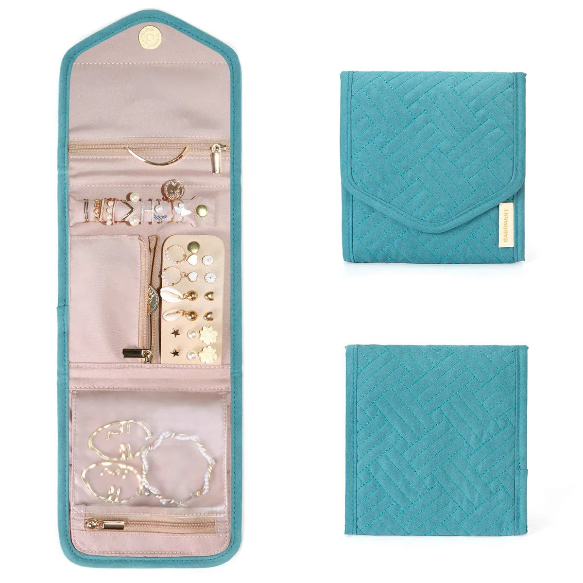 Anyhouz Jewelry Storage Foldable Case Blue XS Portable for Journey Earrings Rings Diamond s Brooches Storage Bag-Jewellery Holders & Organisers-PEROZ Accessories