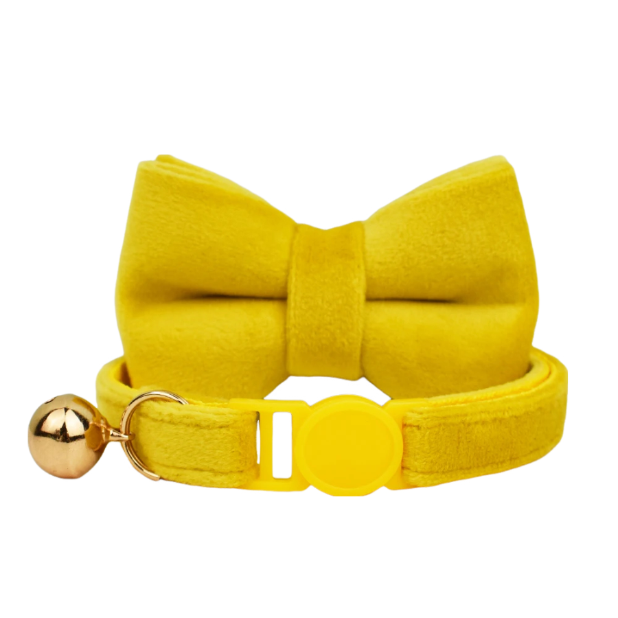 AnyWags Cat Collar Yellow Bow Large with Safety Buckle, Bell, and Durable Strap Stylish and Comfortable Pet Accessory-Cat Supplies-PEROZ Accessories