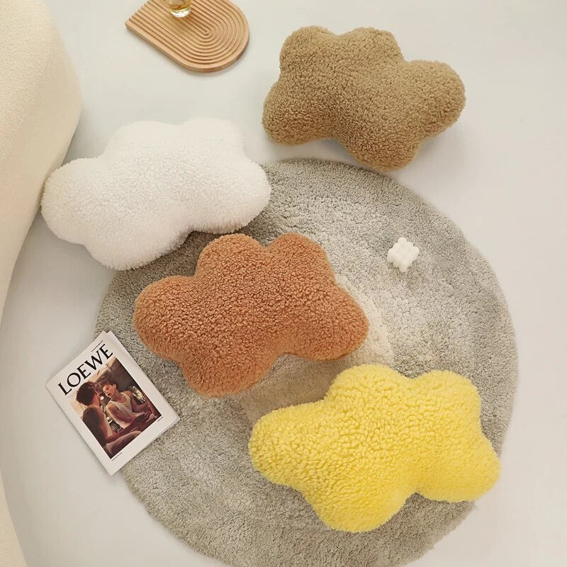 Anyhouz Plush Pillow Yellow Cloud Shape Stuffed Soft Pillow Seat Cushion Room Decor-Pillow-PEROZ Accessories