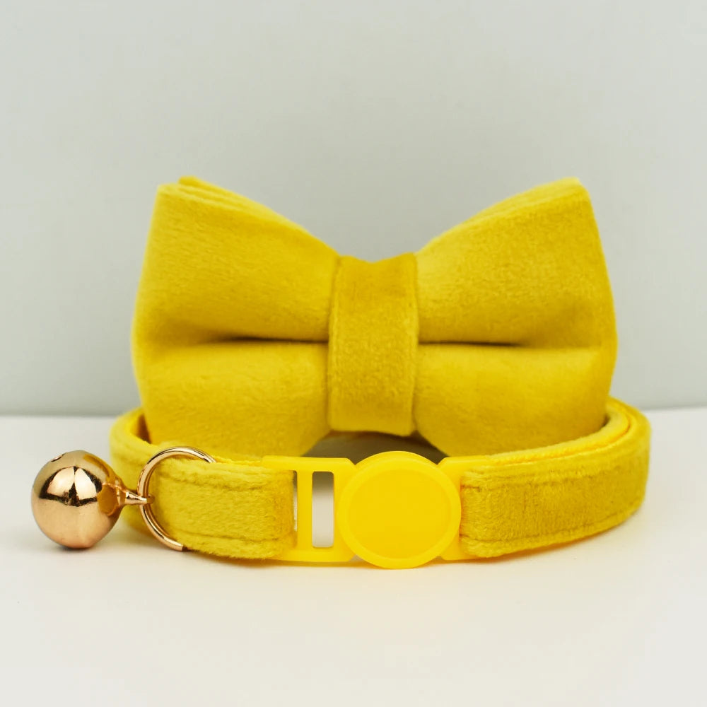 AnyWags Cat Collar Yellow Bow Small with Safety Buckle, Bell, and Durable Strap Stylish and Comfortable Pet Accessor-Cat Supplies-PEROZ Accessories