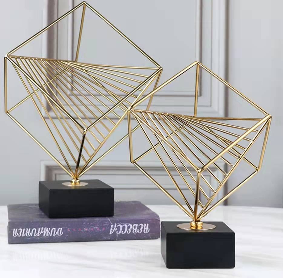 Anyhouz 31cm Rubik Cube Tabletop Home Decor Modern Art Living Room Display House Decorative Crafts Metal Ornaments with Marble Base-Tabletop Decor-PEROZ Accessories
