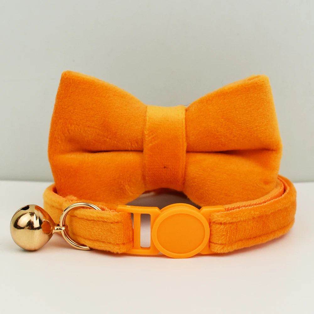 AnyWags Cat Collar Orange Bow Large with Safety Buckle, Bell, and Durable Strap Stylish and Comfortable Pet Accessory-Cat Supplies-PEROZ Accessories