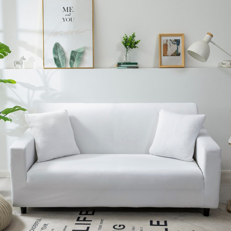 Anyhouz 4 Seater Sofa Cover Plain White Style and Protection For Living Room Sofa Chair Elastic Stretchable Slipcover-Slipcovers-PEROZ Accessories