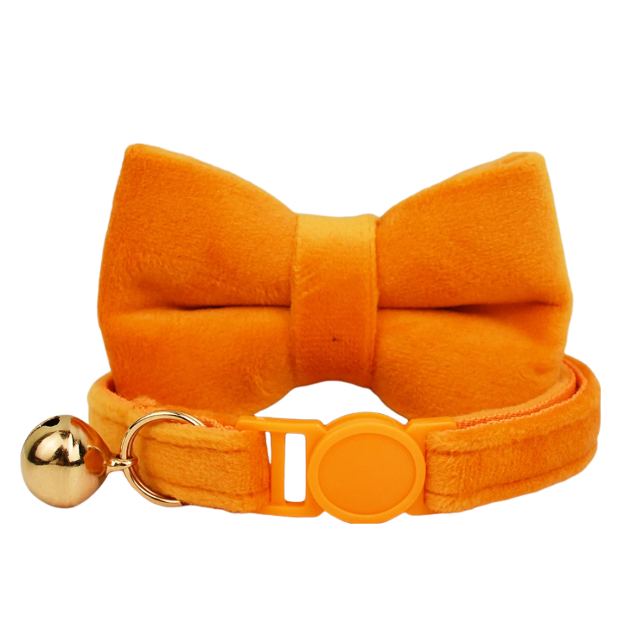 AnyWags Cat Collar Orange Bow Large with Safety Buckle, Bell, and Durable Strap Stylish and Comfortable Pet Accessory-Cat Supplies-PEROZ Accessories