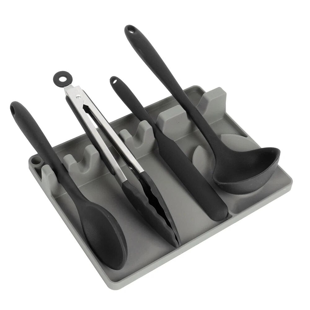 Anygleam Spoon Rest Grey Large Kitchen Pan Pot Cover Lid Rack Stand Organizer Fork Spatula Rack Holder Stand Tableware Storage Rack Holder-PEROZ Accessories