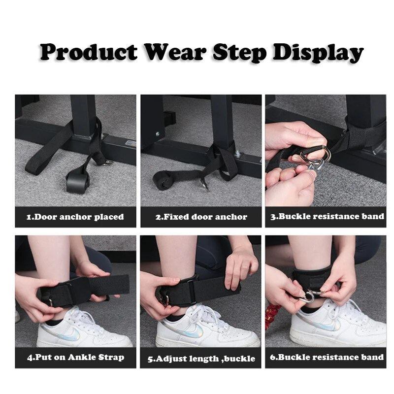 Anyfit Resistance Band Black Booty Training Ankle Kickback Strap Set Leg Hip Power Workout Pull Rope Gym-Exercise & Fitness-PEROZ Accessories