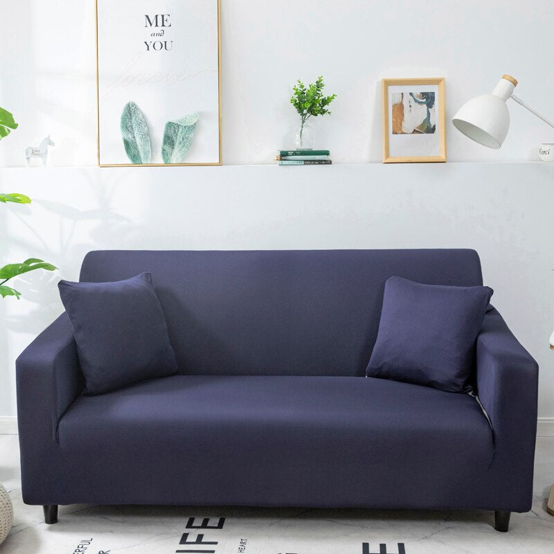 Anyhouz 4 Seater Sofa Cover Plain Navy Blue Style and Protection For Living Room Sofa Chair Elastic Stretchable Slipcover-Slipcovers-PEROZ Accessories