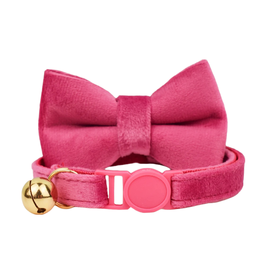 AnyWags Cat Collar Dark Pink Bow Large with Safety Buckle, Bell, and Durable Strap Stylish and Comfortable Pet Accessory-Cat Supplies-PEROZ Accessories