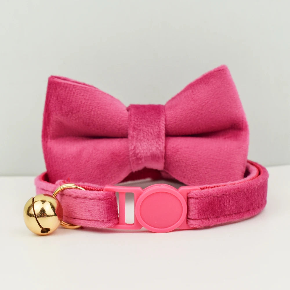 AnyWags Cat Collar Dark Pink Bow Small with Safety Buckle, Bell, and Durable Strap Stylish and Comfortable Pet Accessor-Cat Supplies-PEROZ Accessories