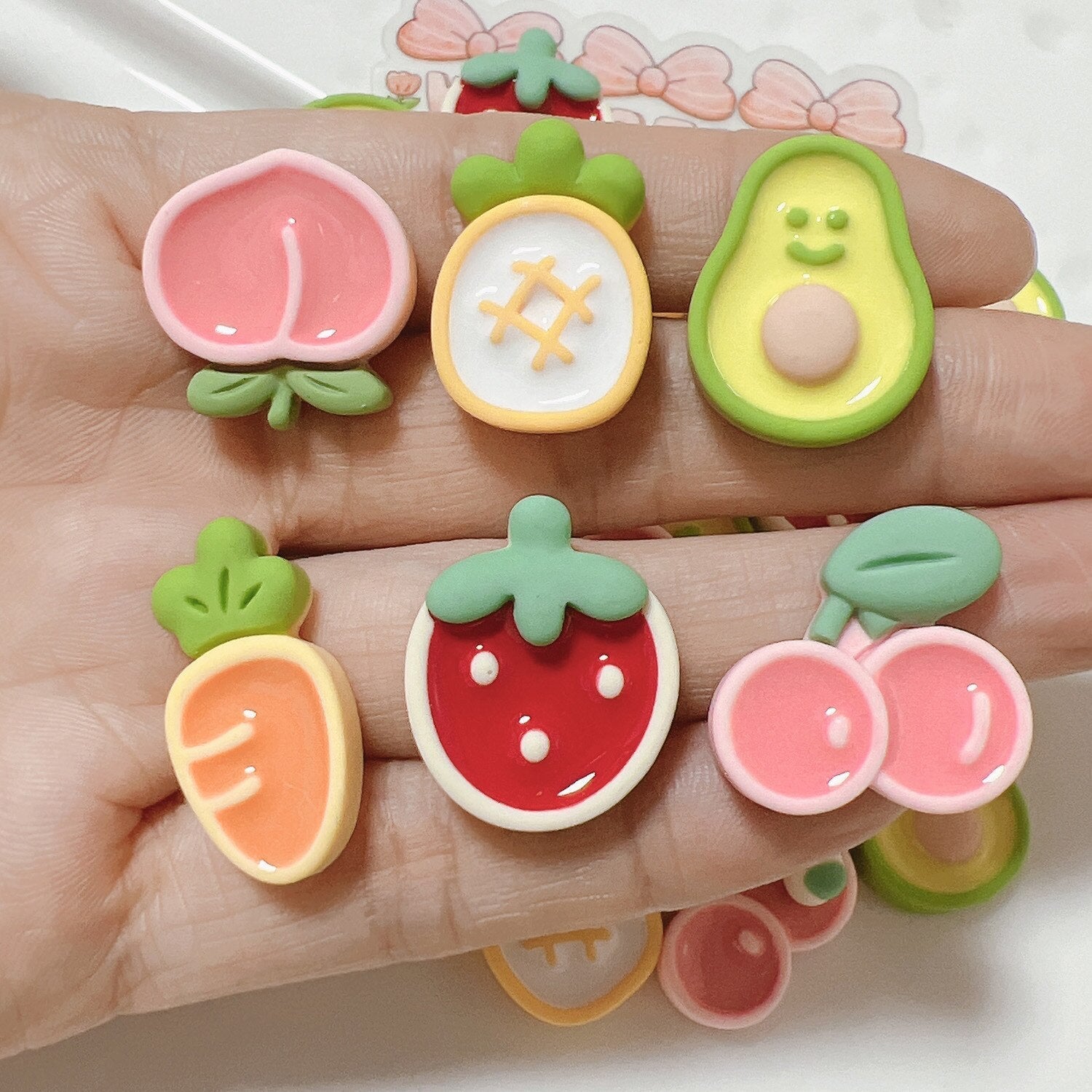 Anykidz 6pcs Creamy Fruit Design Shoe Charm Accessories Jeans Clogs Pendant Pin Designer Ornament Jibbitz for Crocs-Shoe Charms-PEROZ Accessories