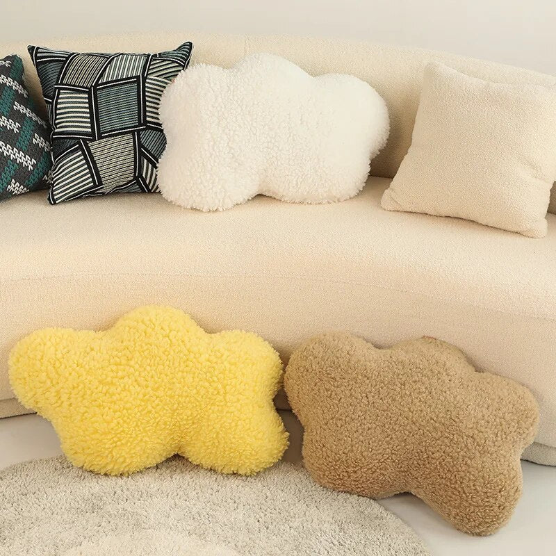 Anyhouz Plush Pillow Yellow Cloud Shape Stuffed Soft Pillow Seat Cushion Room Decor-Pillow-PEROZ Accessories