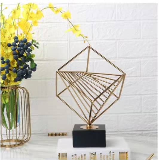 Anyhouz 31cm Rubik Cube Tabletop Home Decor Modern Art Living Room Display House Decorative Crafts Metal Ornaments with Marble Base-Tabletop Decor-PEROZ Accessories