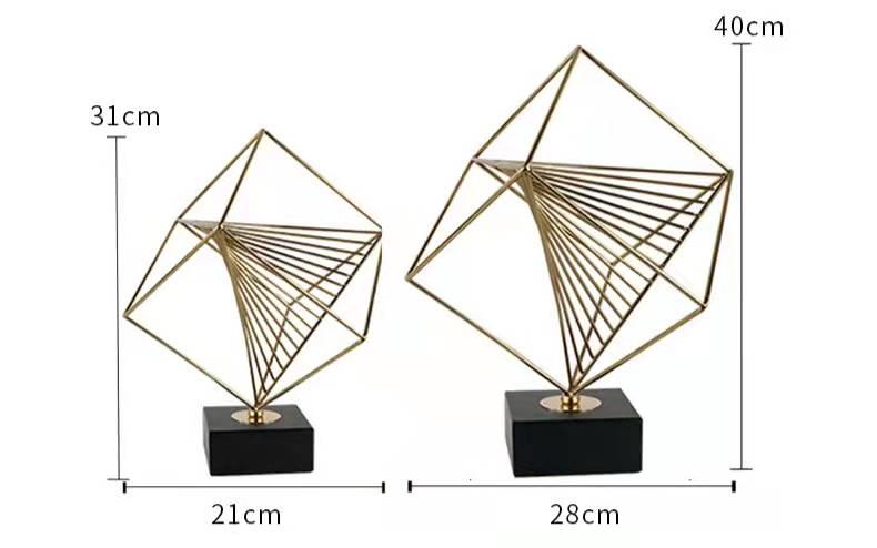 Anyhouz 31cm Rubik Cube Tabletop Home Decor Modern Art Living Room Display House Decorative Crafts Metal Ornaments with Marble Base-Tabletop Decor-PEROZ Accessories