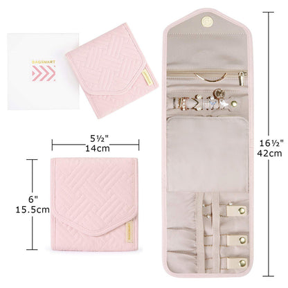 Anyhouz Jewelry Storage Foldable Case Pink Small Portable for Journey Earrings Rings Diamond s Brooches Storage Bag-Jewellery Holders &amp; Organisers-PEROZ Accessories
