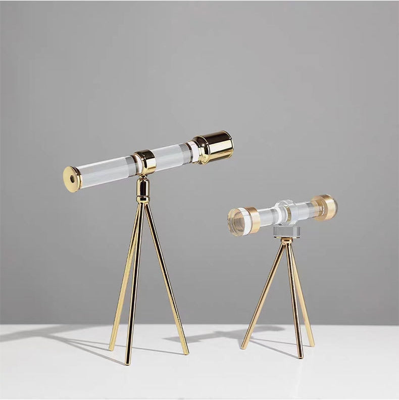 Anyhouz 13*28.5*30cm Modern Crystal Telescope Sculpture Tabletop Home Decor Modern Art Living Room Display House Decorative Crafts Metal Ornaments-Ornaments-PEROZ Accessories