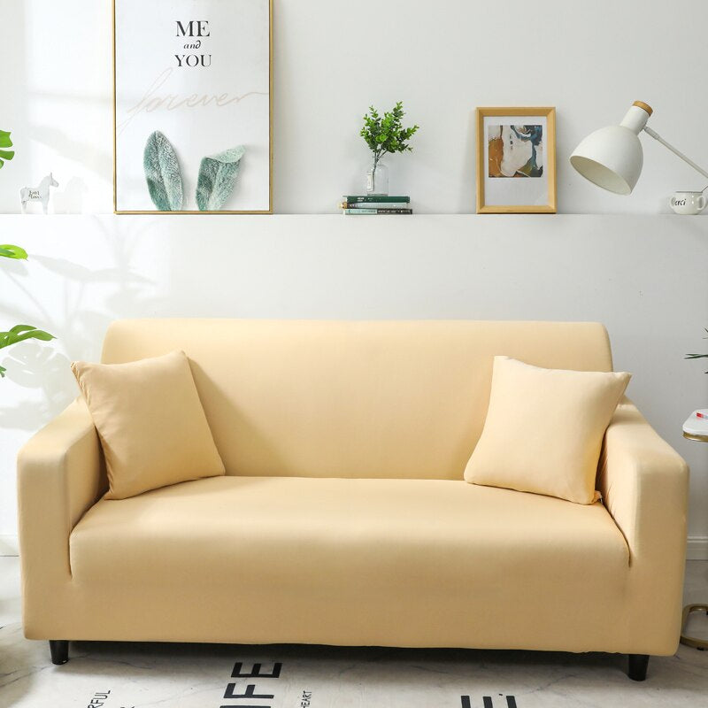 Anyhouz 4 Seater Sofa Cover Plain Beige Style and Protection For Living Room Sofa Chair Elastic Stretchable Slipcover-Slipcovers-PEROZ Accessories