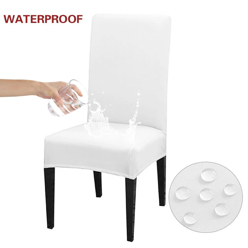 Anyhouz Chair Cover White with Anti-Dirt and Waterproof Elastic Material for Dining Room Kitchen Wedding Hotel Banquet Restaurant-Chair Cover-PEROZ Accessories