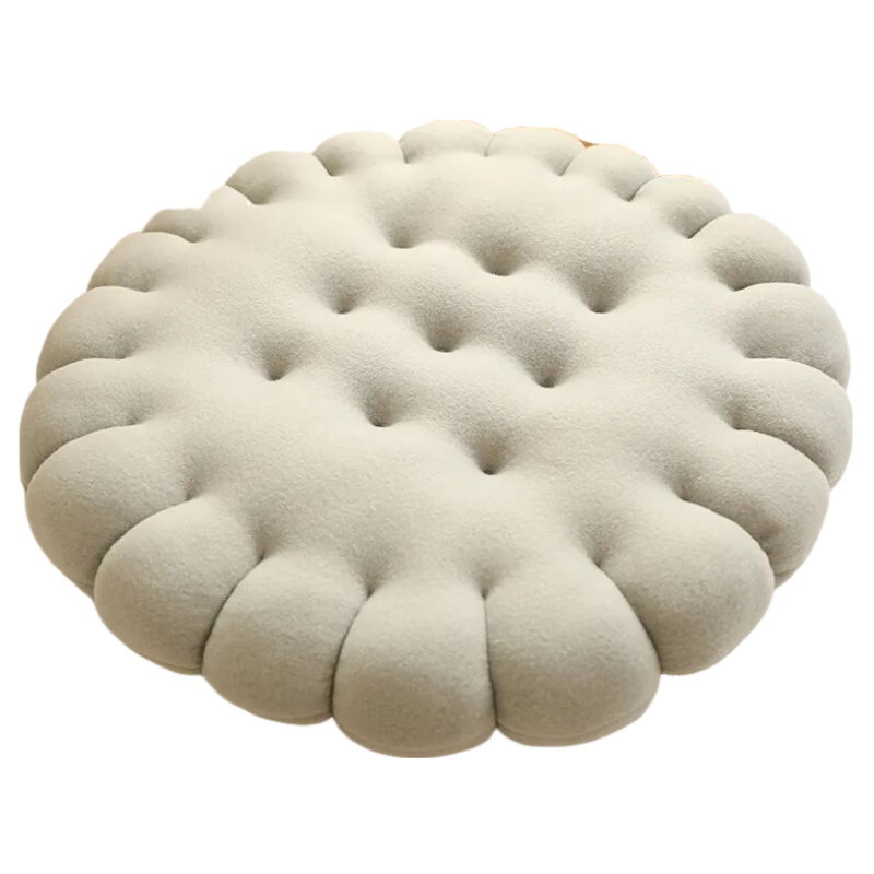 Anyhouz Plush Pillow Gray Round Biscuit Shape Stuffed Soft Pillow Seat Cushion Room Decor-Pillow-PEROZ Accessories