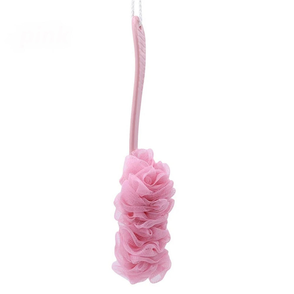 Anyhouz Long Handle Back Exfoliating Scrubber Sponge Pink Soft Mesh Exfoliating Bath Bubble Hanging Back Body Bath Shower-Bathroom and Toilet Accessories-PEROZ Accessories