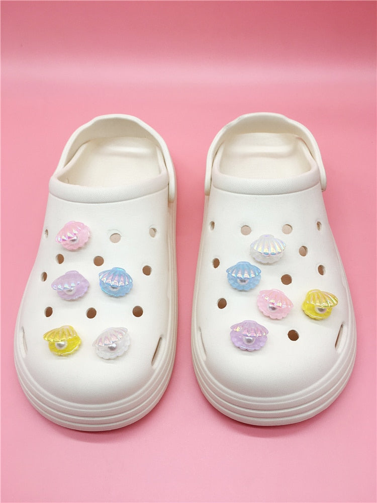 Anykidz 5Pcs Random Color Pearl Shells Shoe Charm Accessories Jeans Clogs Pendants Designer Ornament Jibbitz for Crocs-Shoe Accessories-PEROZ Accessories