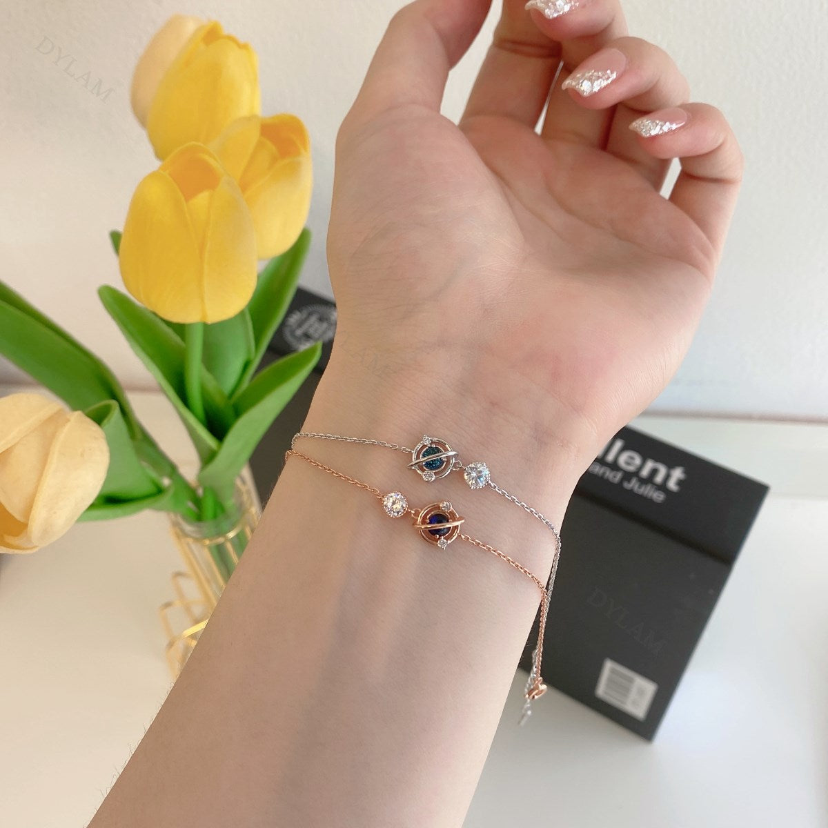 Anyco Bracelet Bohemian Colorful Cubic Zirconia 925 Sterling Silver Charm Bracelet For Women Jewelry-Bracelets-PEROZ Accessories