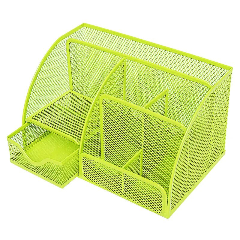 AnyCraft Light Green Mesh Stationery Storage Organizer with Compartments for Office and School Supplies-Organizers-PEROZ Accessories