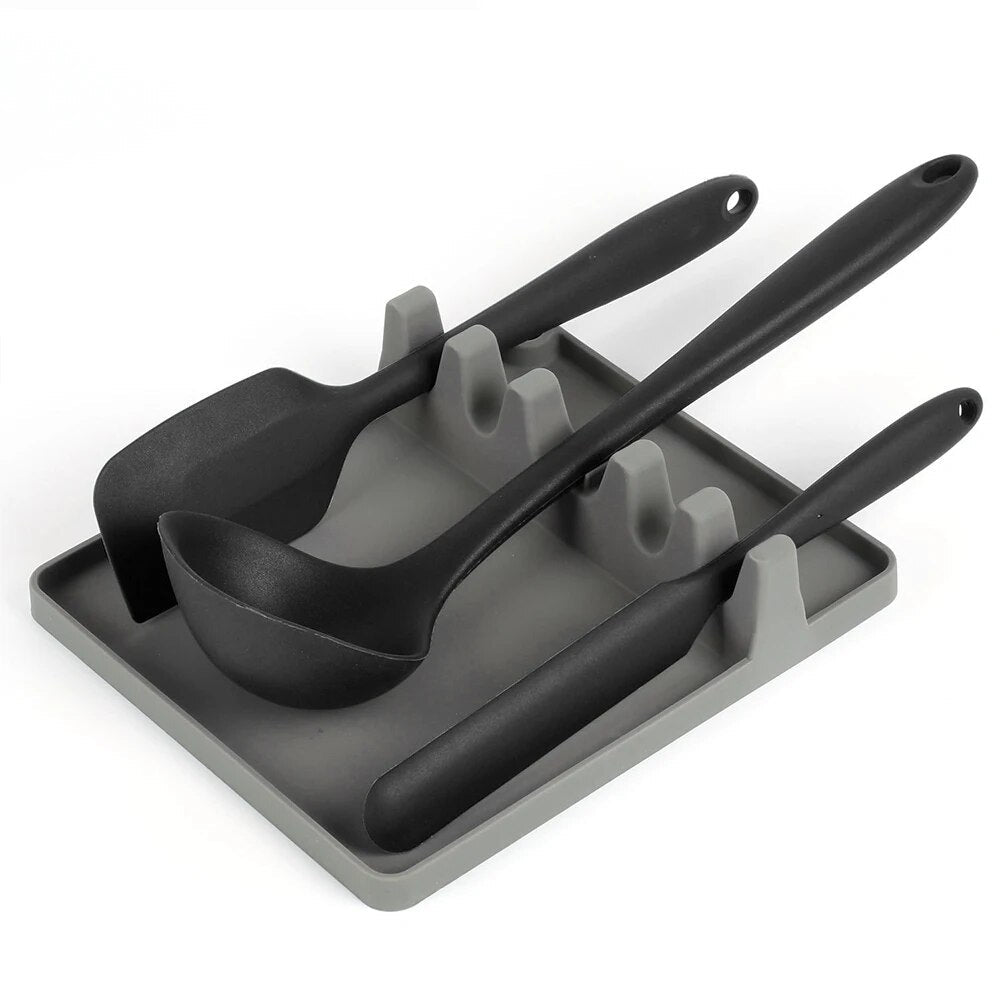 Anygleam Spoon Rest Grey Medium Kitchen Pan Pot Cover Lid Rack Stand Organizer Fork Spatula Rack Holder Stand Tableware Storage Rack Holder-PEROZ Accessories