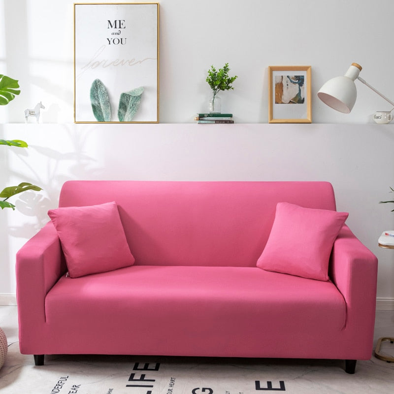 Anyhouz 2 Seater Sofa Cover Plain Rose Red Style and Protection For Living Room Sofa Chair Elastic Stretchable Slipcover-Slipcovers-PEROZ Accessories