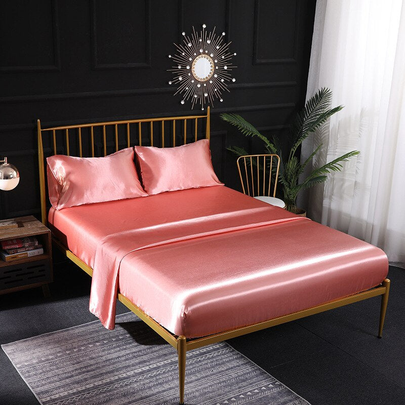 Anyhouz Fitted Sheet Queen Size Jade Luxury Silky Beddings Set with Pillow Cases-Beddings-PEROZ Accessories