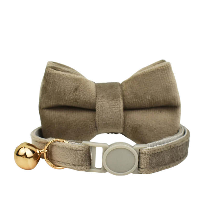 AnyWags Cat Collar Grey Bow Large with Safety Buckle, Bell, and Durable Strap Stylish and Comfortable Pet Accessory-Cat Supplies-PEROZ Accessories