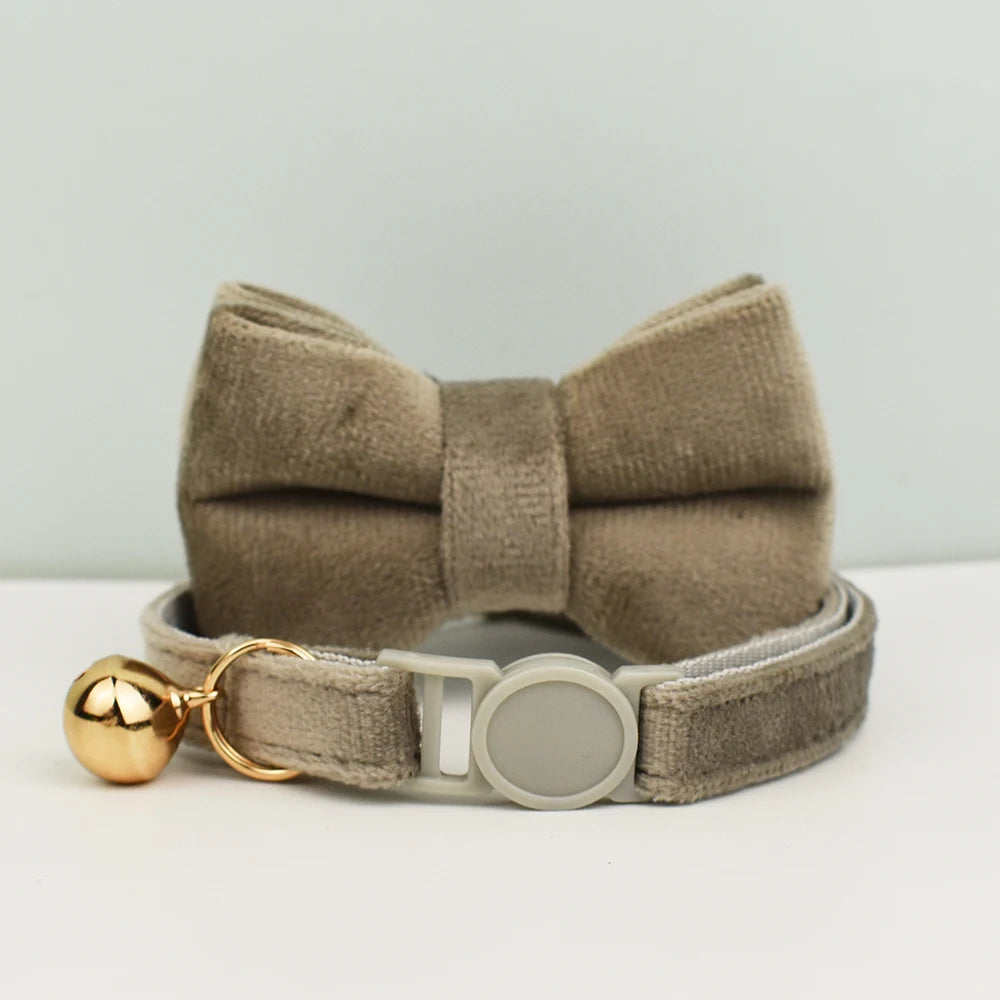 AnyWags Cat Collar Grey Bow Small with Safety Buckle, Bell, and Durable Strap Stylish and Comfortable Pet Accessor-Cat Supplies-PEROZ Accessories