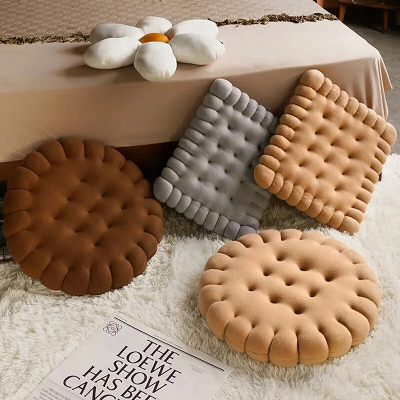 Anyhouz Plush Pillow Gray Square Biscuit Shape Stuffed Soft Pillow Seat Cushion Room Decor-Pillow-PEROZ Accessories