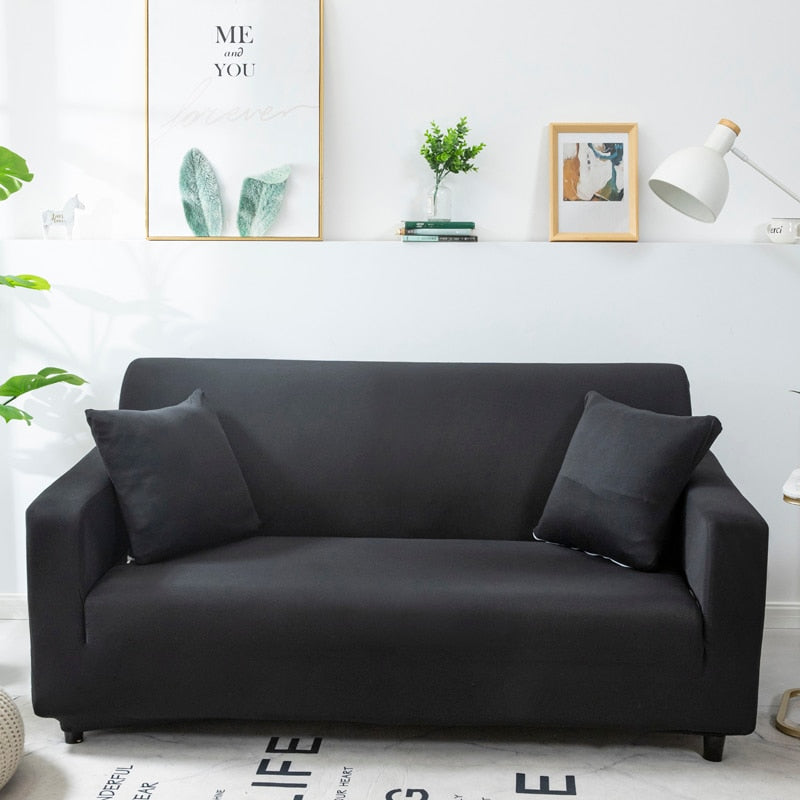 Anyhouz 3 Seater Sofa Cover Plain Black Style and Protection For Living Room Sofa Chair Elastic Stretchable Slipcover-Slipcovers-PEROZ Accessories