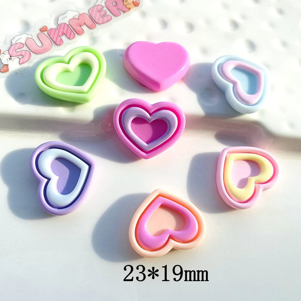 Anykidz 6pcs Two Colored Heart Design Shoe Charm Accessories Jeans Clogs Pendant Pin Designer Ornament Jibbitz for Crocs-Shoe Charms-PEROZ Accessories