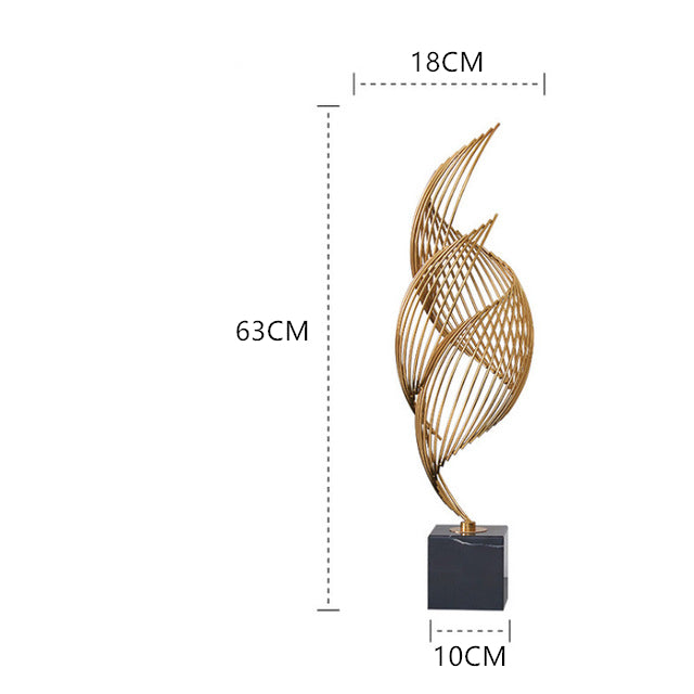 Anyhouz 63cm Spiral Leaves Luxury Gold Metal Tabletop Home Decor Modern Art Living Room Display House Decorative Crafts Metal Ornaments-Tabletop Decor-PEROZ Accessories
