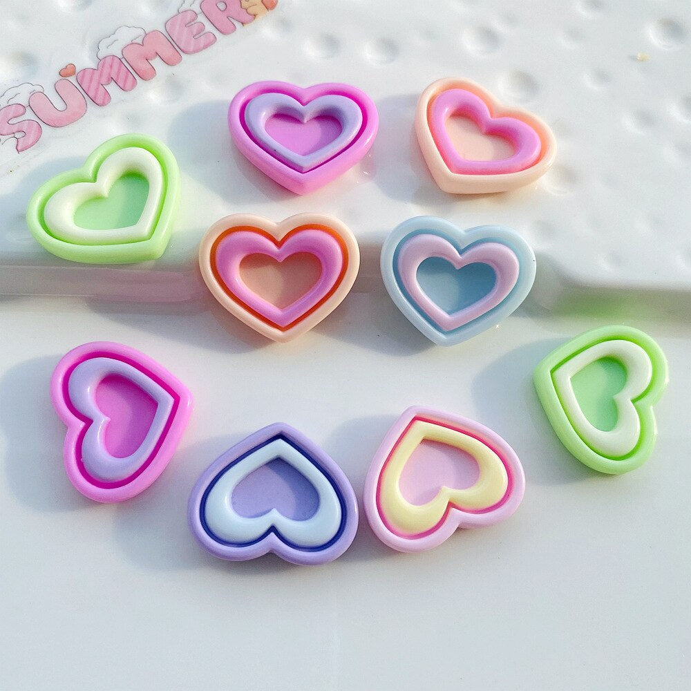 Anykidz 6pcs Two Colored Heart Design Shoe Charm Accessories Jeans Clogs Pendant Pin Designer Ornament Jibbitz for Crocs-Shoe Charms-PEROZ Accessories