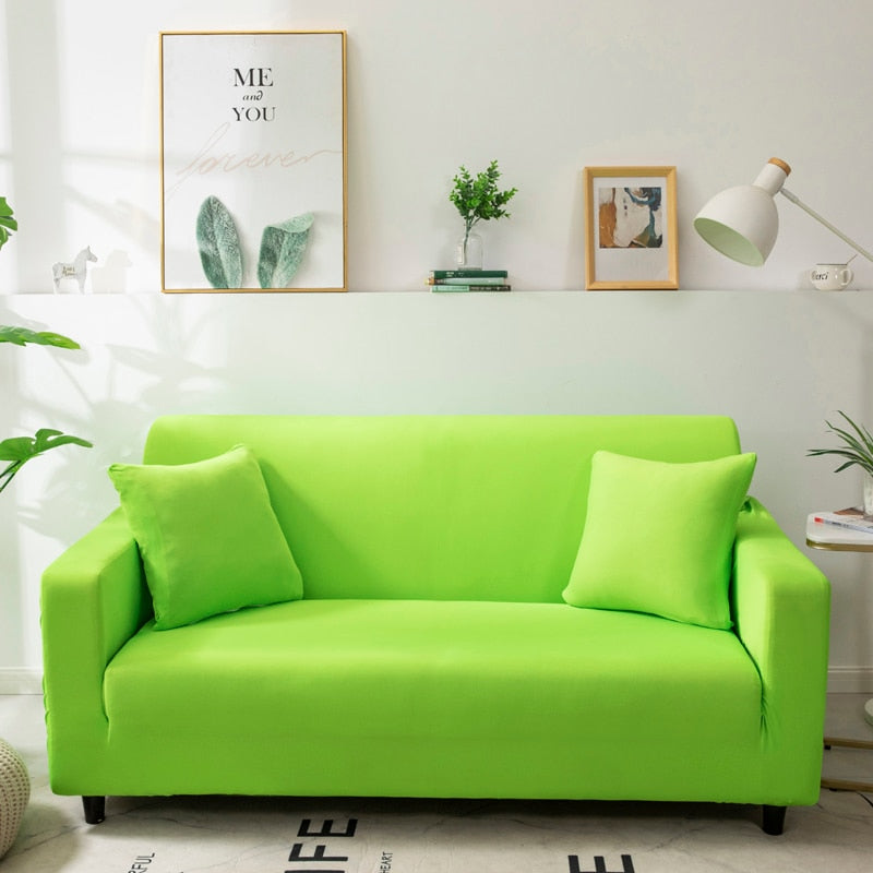 Anyhouz 3 Seater Sofa Cover Plain Apple Green Style and Protection For Living Room Sofa Chair Elastic Stretchable Slipcover-Slipcovers-PEROZ Accessories