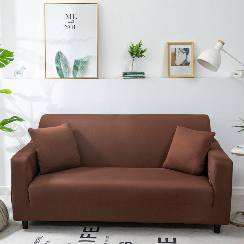 Anyhouz 2 Seater Sofa Cover Plain Light Coffee Style and Protection For Living Room Sofa Chair Elastic Stretchable Slipcover-Slipcovers-PEROZ Accessories