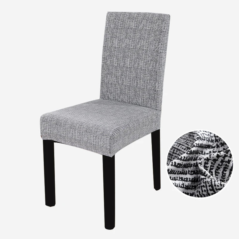 Anyhouz Chair Cover Grey Black Writing Design with Anti-Dirt and Elastic Material for Dining Room Kitchen Wedding Hotel Banquet Restaurant-Chair Cover-PEROZ Accessories