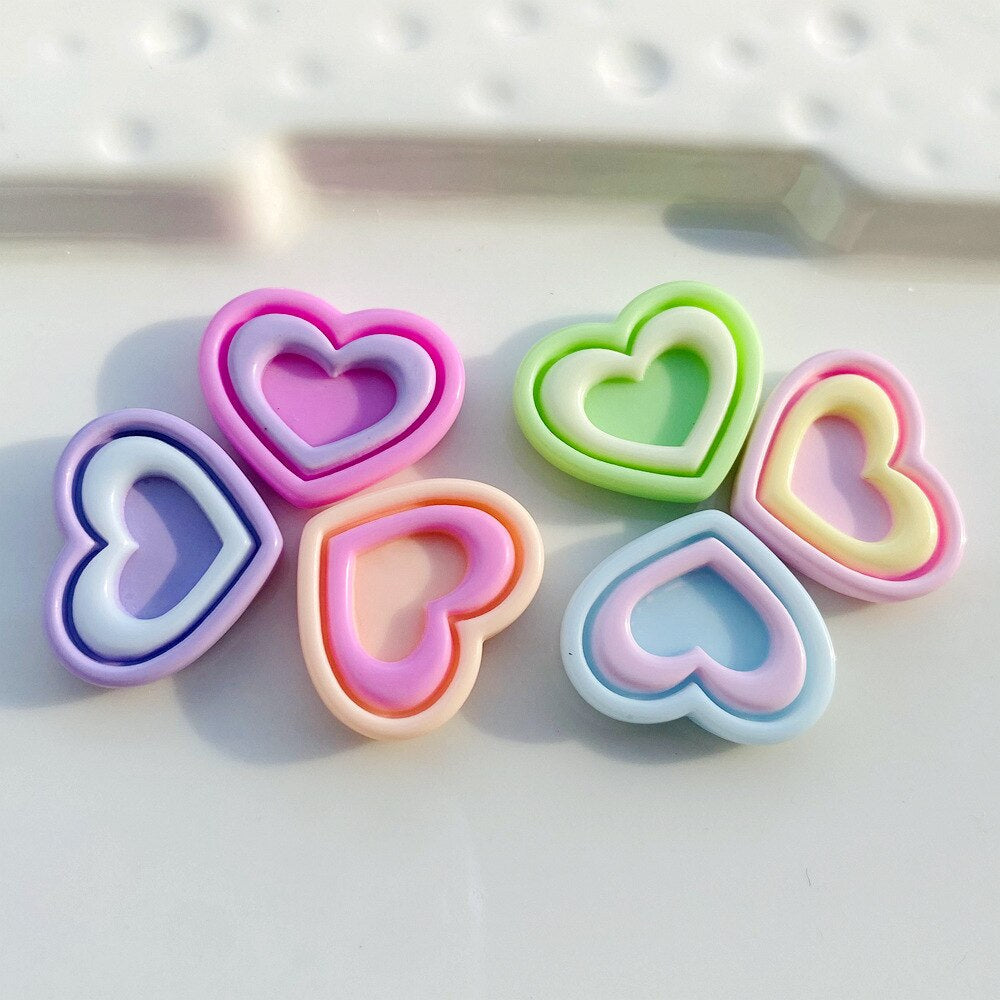 Anykidz 6pcs Two Colored Heart Design Shoe Charm Accessories Jeans Clogs Pendant Pin Designer Ornament Jibbitz for Crocs-Shoe Charms-PEROZ Accessories