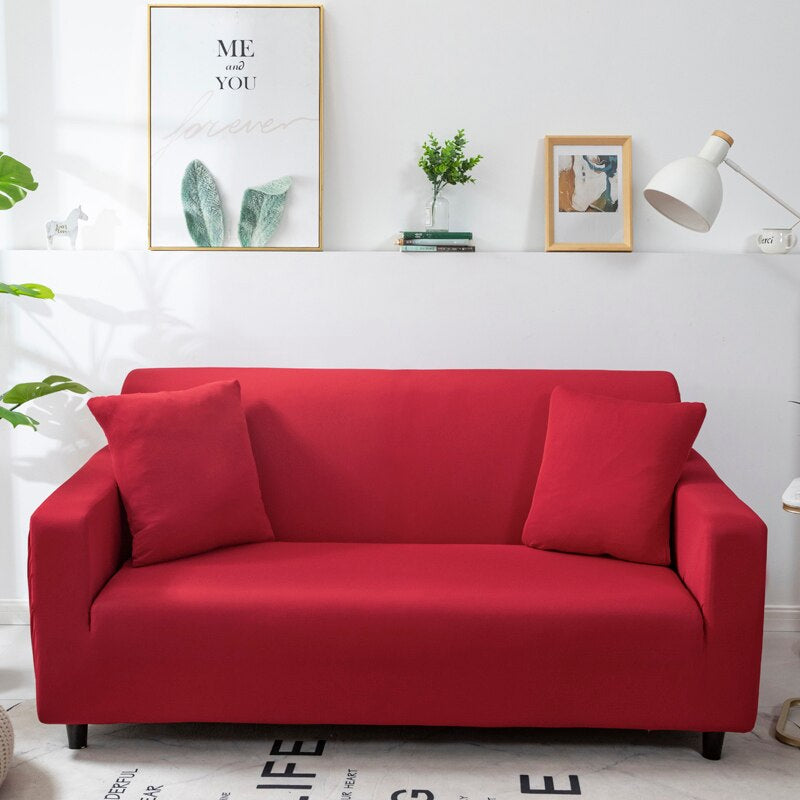 Anyhouz 3 Seater Sofa Cover Plain Red Style and Protection For Living Room Sofa Chair Elastic Stretchable Slipcover-Slipcovers-PEROZ Accessories