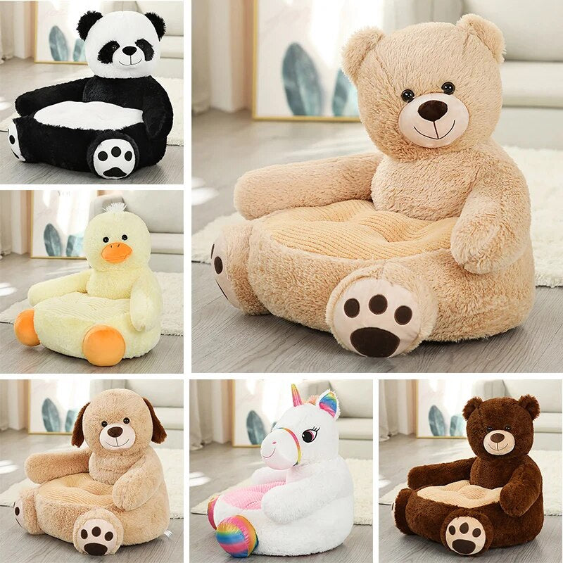 Anykidz Sofa Rabbit Skin/ Cover Only No Filling Inside Animal Shape Stuffed Soft Sofa Seat Cushion Room Decor for Kids-Kids Sofa-PEROZ Accessories