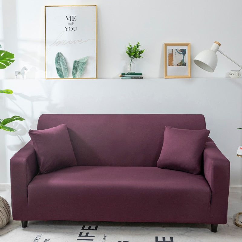 Anyhouz 4 Seater Sofa Cover Plain Bean Paste Red Style and Protection For Living Room Sofa Chair Elastic Stretchable Slipcover-Slipcovers-PEROZ Accessories