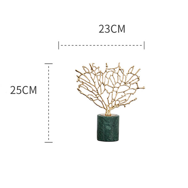 Anyhouz 25cm Tree Snowflake Tabletop Home Decor Modern Art Living Room Display House Decorative Crafts Metal Ornaments with Marble Base-Tabletop Decor-PEROZ Accessories