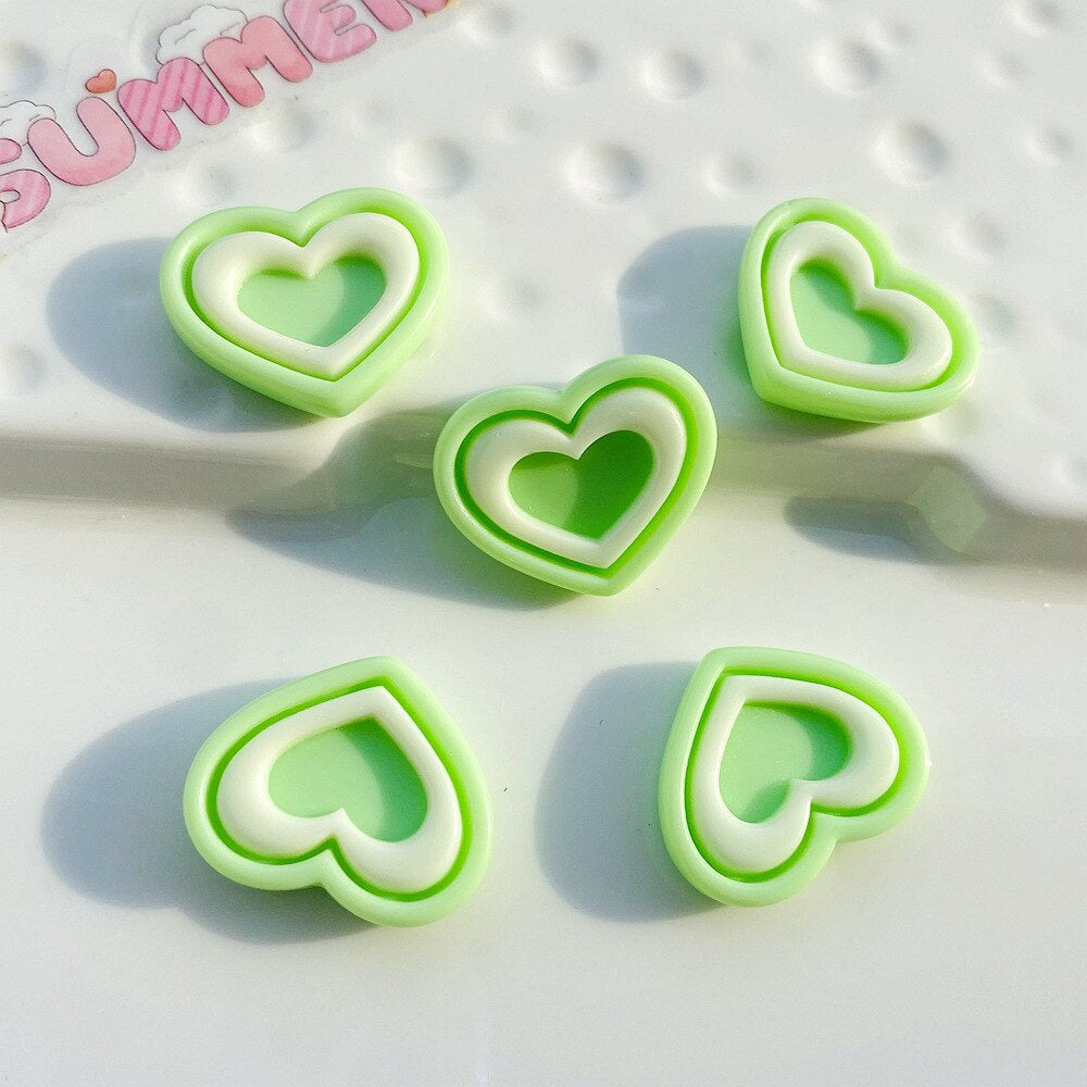 Anykidz 6pcs Two Colored Heart Design Shoe Charm Accessories Jeans Clogs Pendant Pin Designer Ornament Jibbitz for Crocs-Shoe Charms-PEROZ Accessories