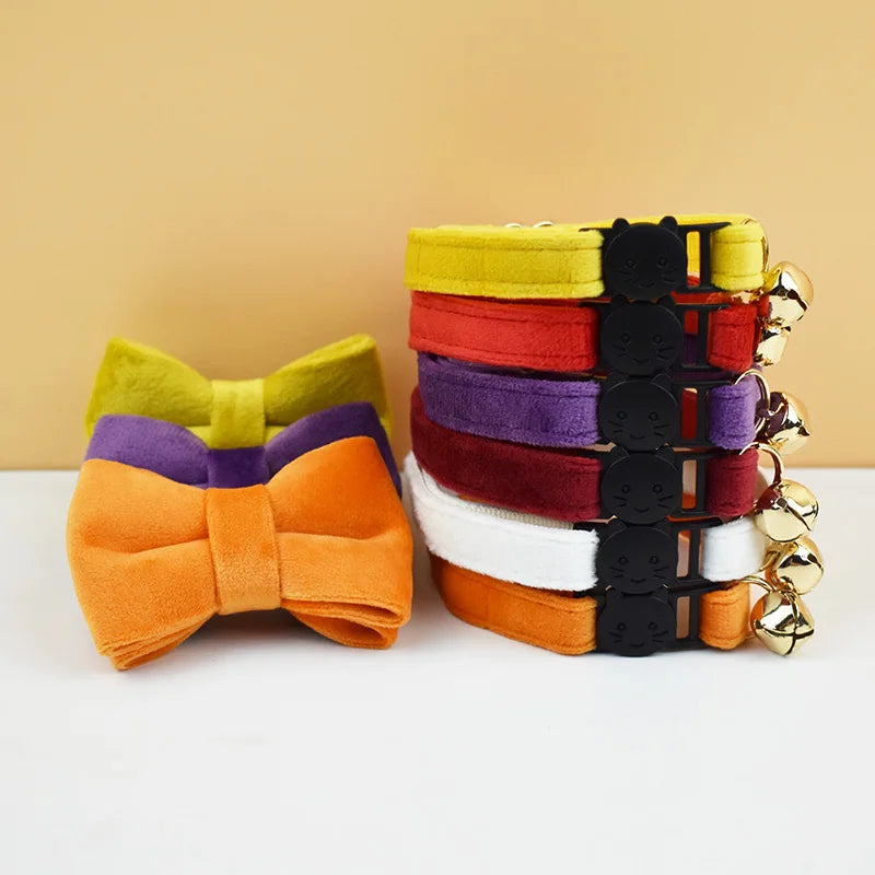 AnyWags Cat Collar Burgandy Bow Small with Safety Buckle, Bell, and Durable Strap Stylish and Comfortable Pet Accessor-Cat Supplies-PEROZ Accessories