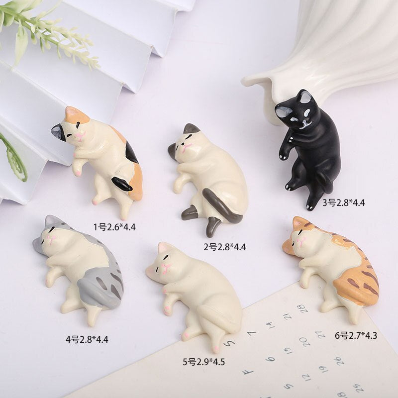 Anykidz 6pcs Sleeping Cat Design Shoe Charm Accessories Jeans Clogs Pendant Pin Designer Ornament Jibbitz for Crocs-Shoe Charms-PEROZ Accessories