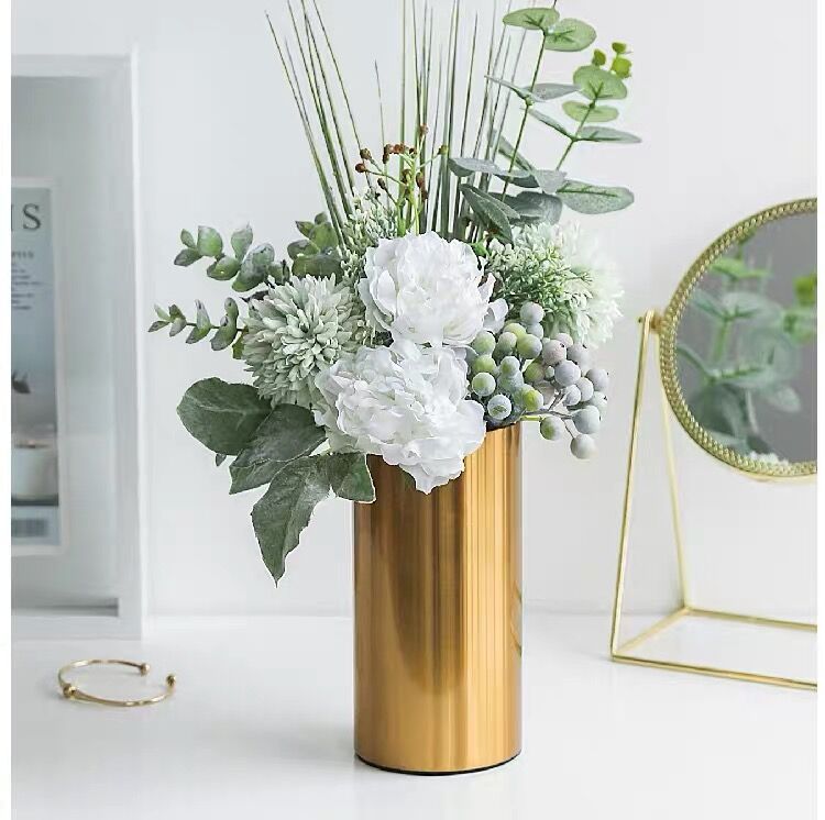 Anyhouz 16cm Maxery Gold Iron Flower Vase Tabletop Home Decor Modern Art Living Room Display House Decorative Crafts Metal Ornaments-Ornaments-PEROZ Accessories